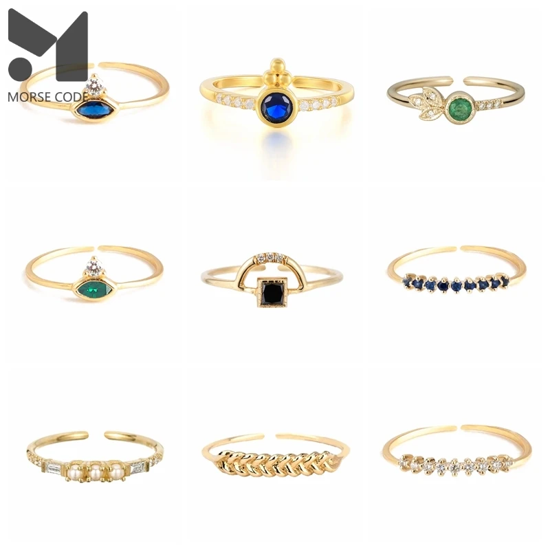 

MC Women Rings Green Blue Black Zircon Opening Finger Ring Jewelry 2022 New Trend Hot Sale Eyes Of Evil Twist Anillos