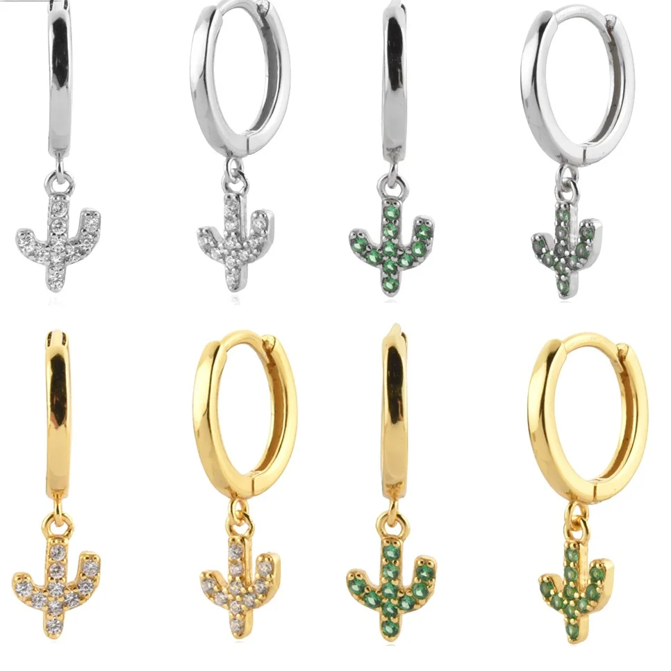 

ANDYWEN 925 Sterling Silver Gold Tree Clear Zircon CZ Pendiente Rock Punk Drop Earring Crystal Piercing Clips Luxury Jewelry