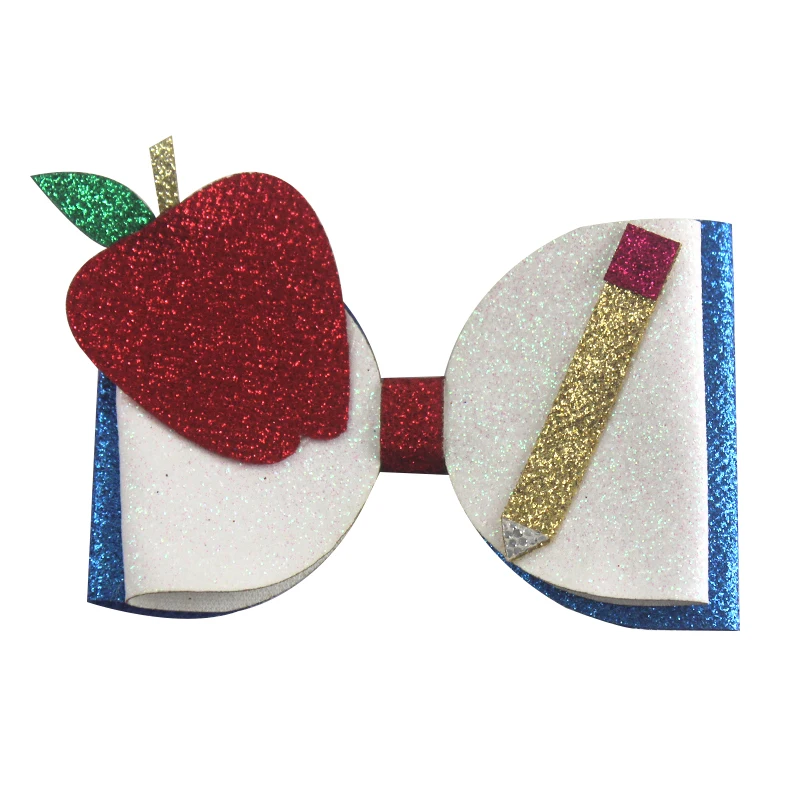 4 5 дюймов симпатичный карандаш обратно в школу банты для волос Сияющий