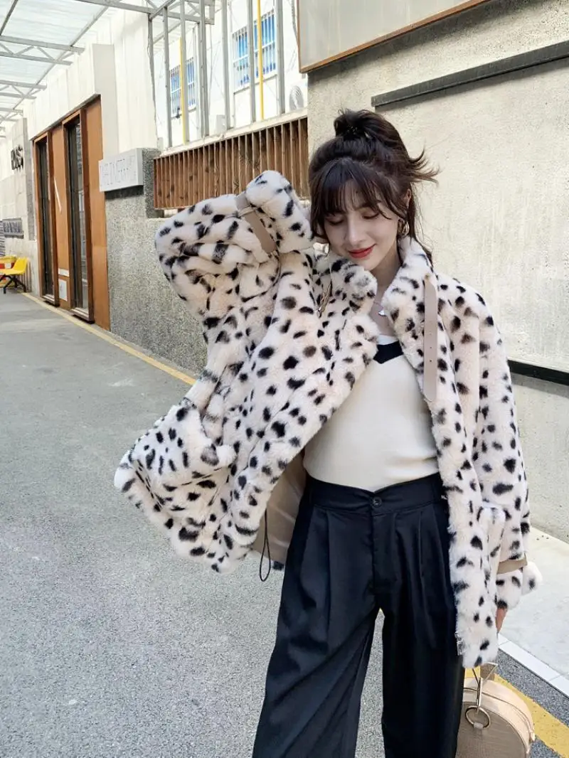 Fur Jacket Women Winter Young Models Furry Leopard Print Imitation Lamb Fur with Plush 2020 New Loose Fashion