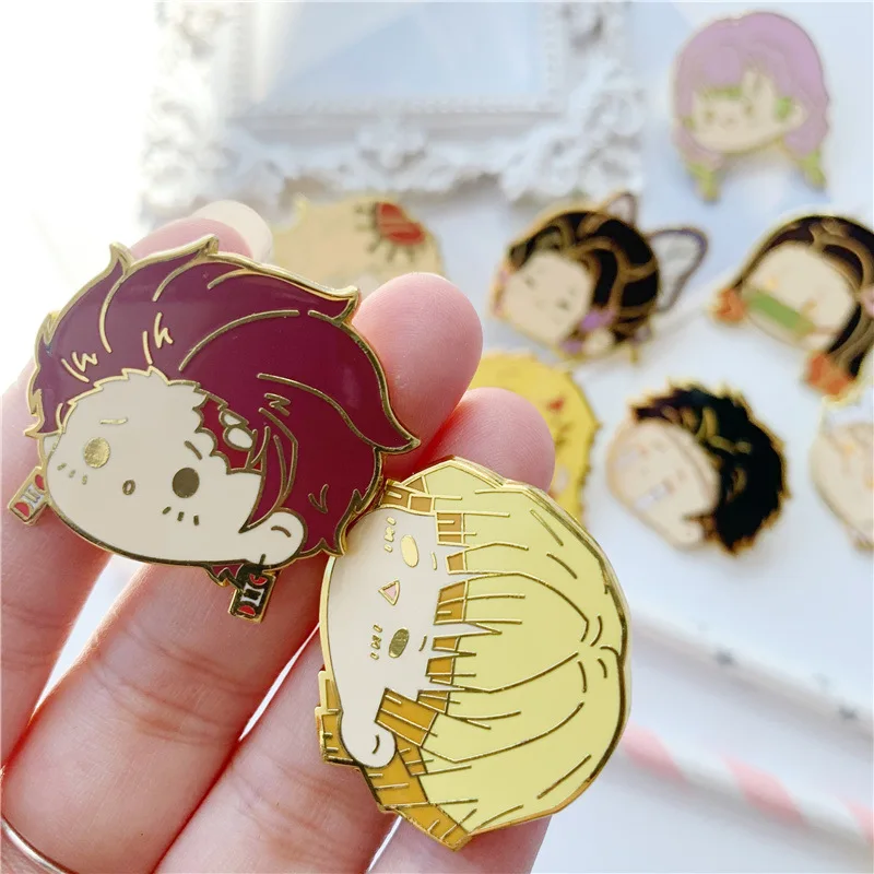 

Anime Demon Slayers Hard Enamel Pin Cartoon Cute Kamado Tanjirou Agatsuma Zenitsu Hashibira Inosuke Brooch Accessories