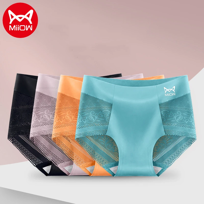 

Miiow 3 шт./компл. женское нижнее белье из вискозы со средней талией, женские очаровательные дышащие удобные перфорированные эластичные кружев...