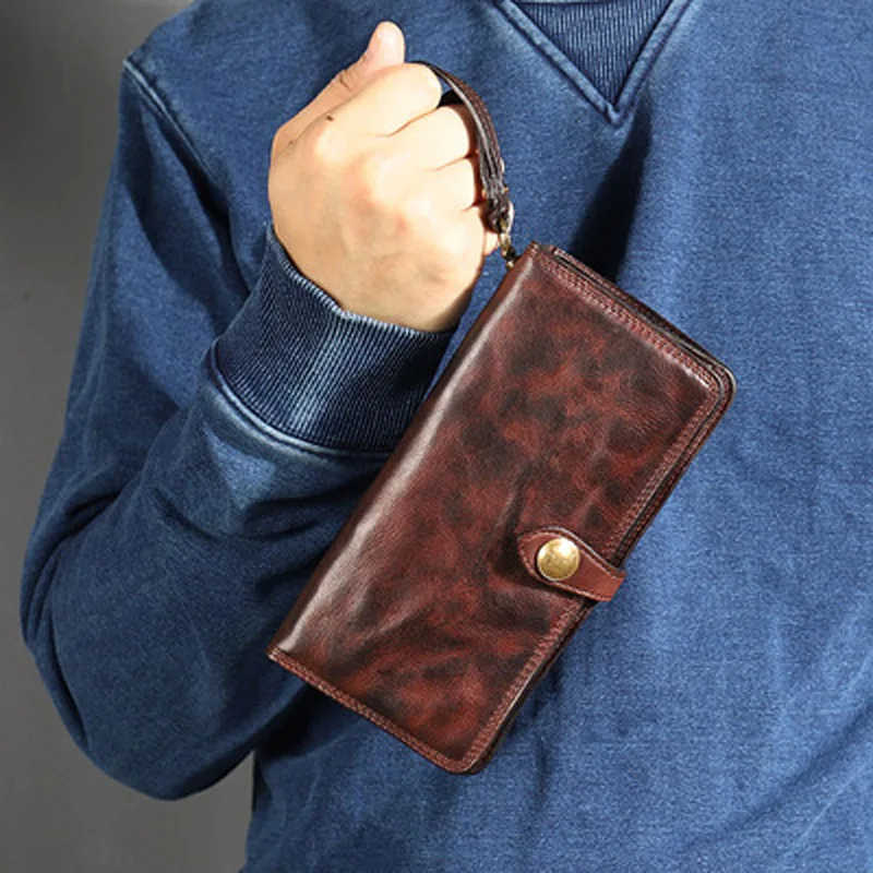 Original New Original Handmade Old Men's Wallet Retro Folded Soft Leather Clutch Trendy Men's Casual Wallet