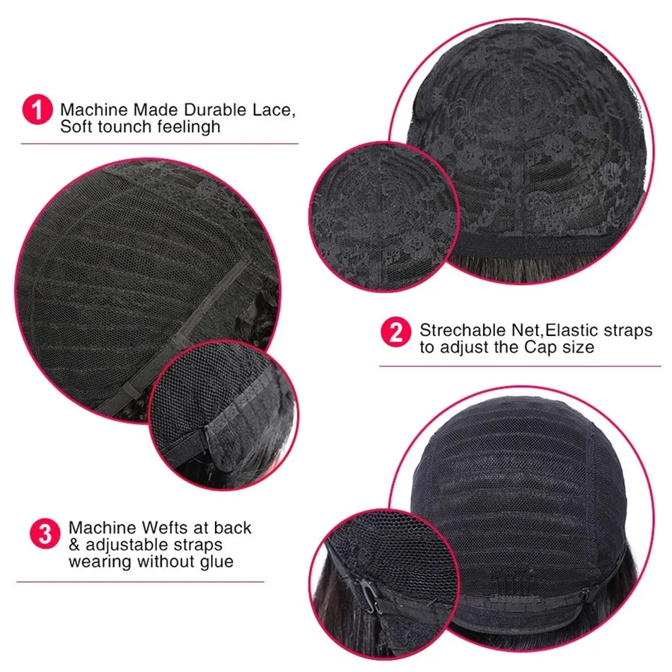 Короткий парик фея человеческие волосы прямые Remy бразильские для черных женщин