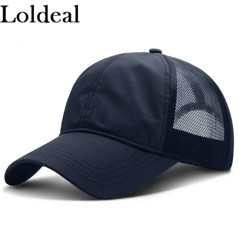 

Loldeal Unisex Baseball Cap Solid Color Mesh Quick-drying Leisure Outdoor Fishing Running Sports