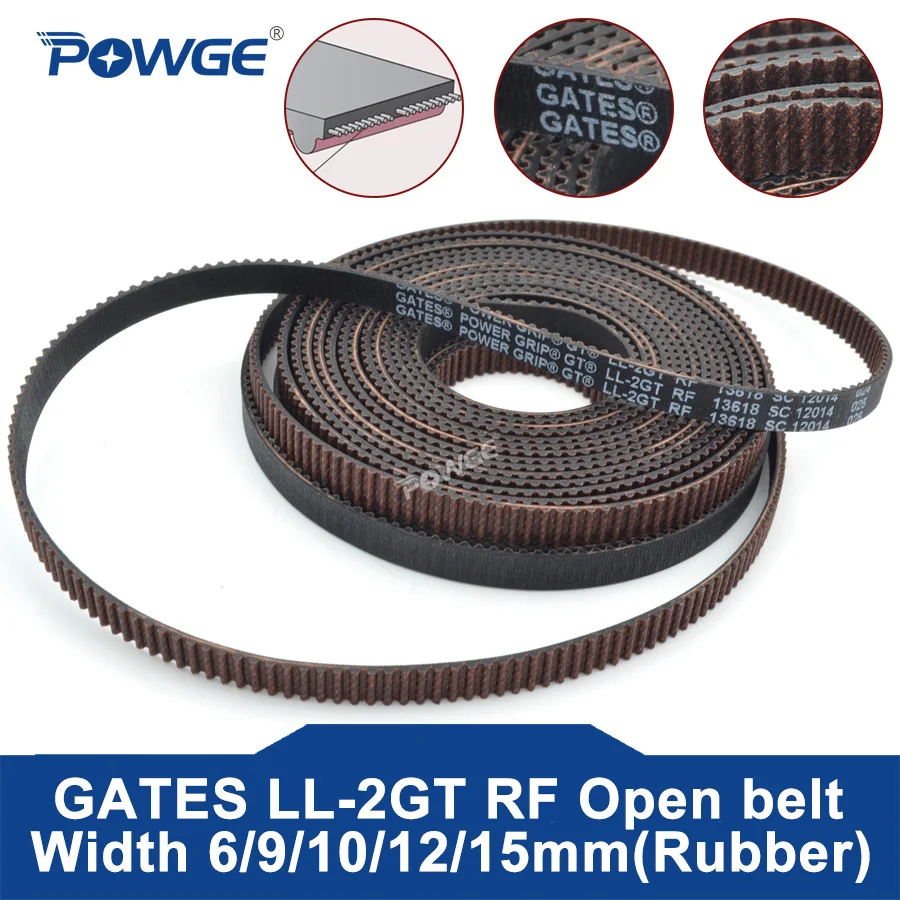 POWGE GT2 LL-2GT RF 2GT Open Synchronous Timing belt width 6/9/10/12/15mm Rubber Low dust low vibration VORON gates 3D printer