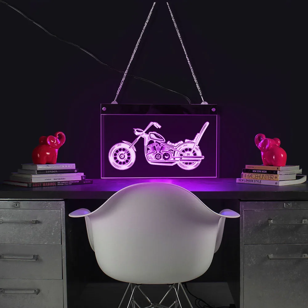 Винтажный светодиодный неоновый знак для мотоцикла и гаража транспортировки