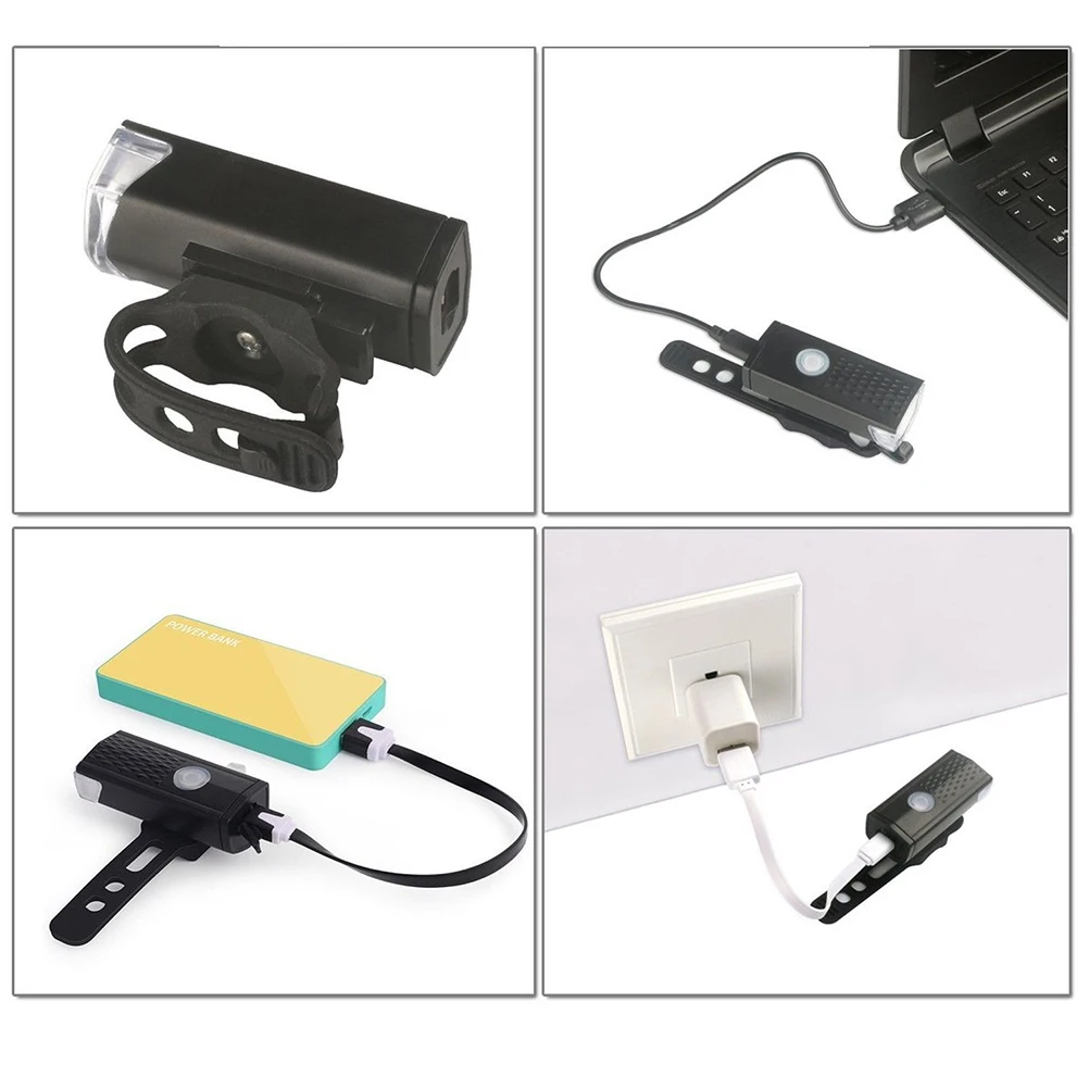 Водонепроницаемый велосипедный передний светильник USB 3 режима 300lm для