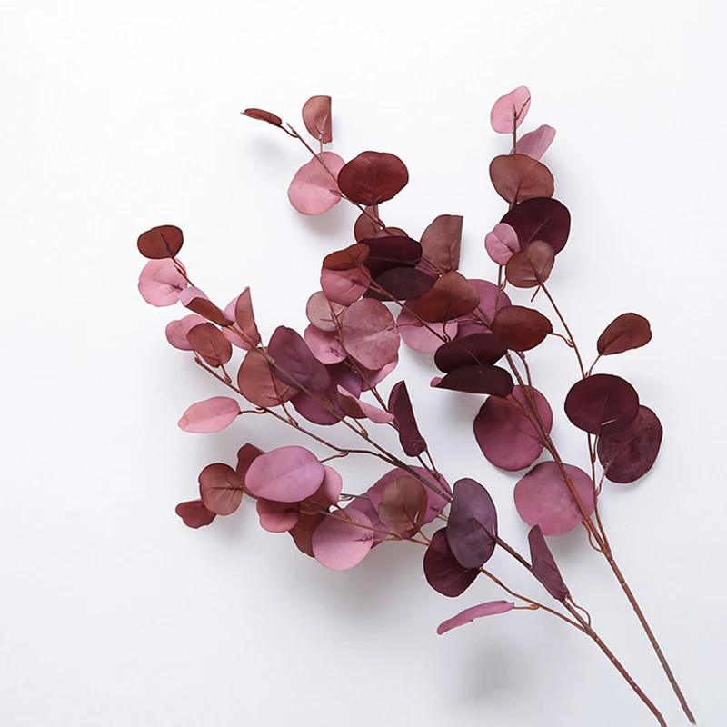 

Artificial Eucalyptus Flowers Plants Leaves Long Plastic Pole Silk Fake Plants Wall Decorative for Home Wedding Shooting Prop