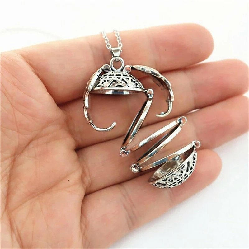

Aromatherapy Pendant Locket Angel Photo Pendant Wing Necklace Jewelry Hold Four Pictures Long Harmony Ball Necklace Open Photo