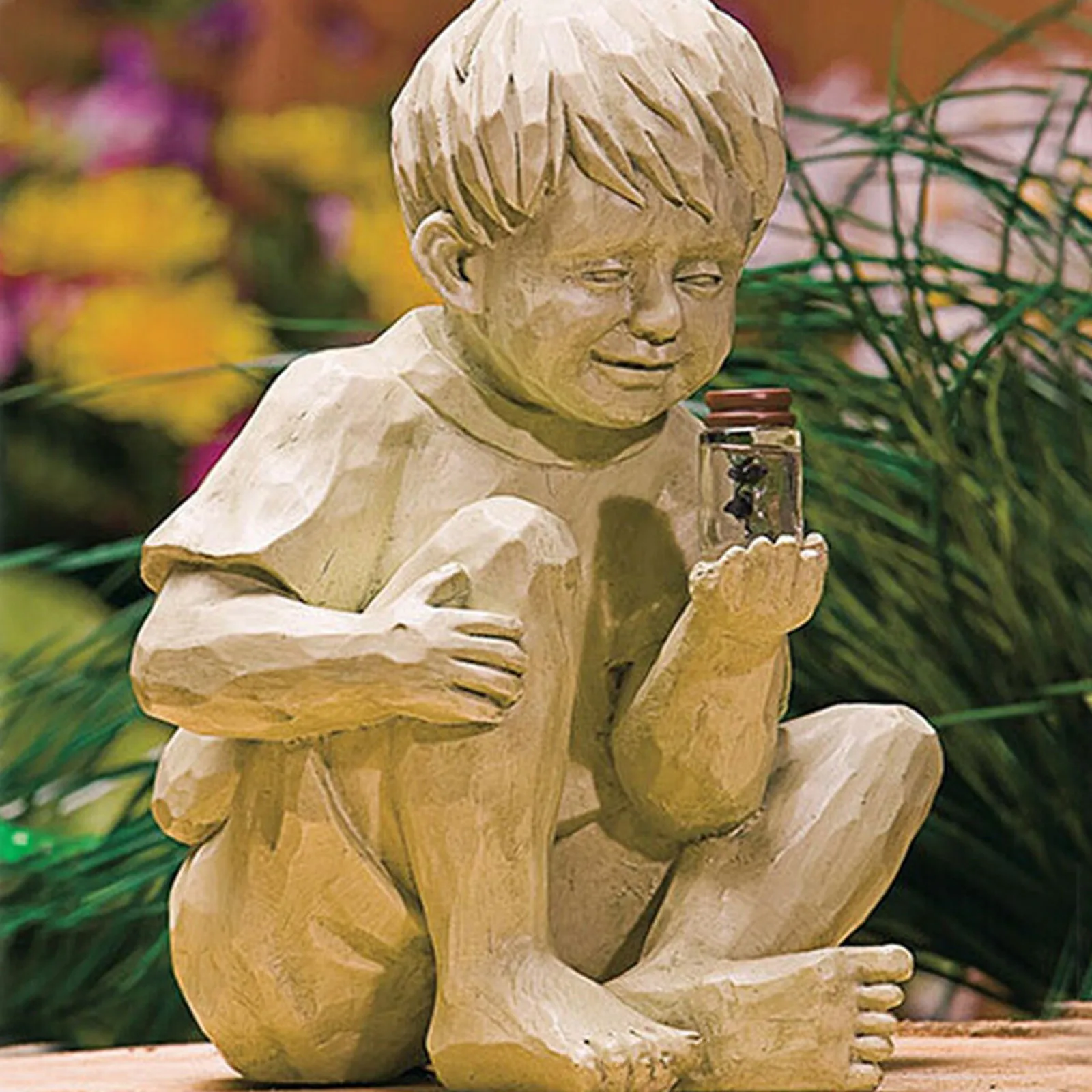 

A KID WITH SOLAR FIREFLIES GARDEN STATUE-GARDEN DECORATION decoracin de habitacin