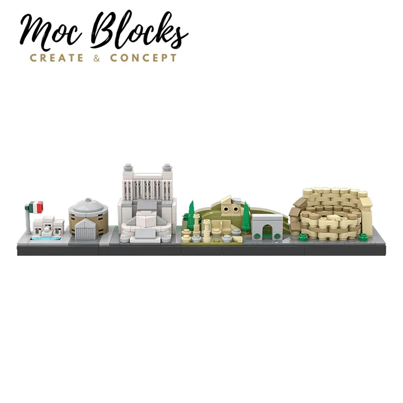 Rome skyline MOC Building Blocks Bricks Diy Custom Model  Architecture Street Set View Christmas Gifts Toys For Children Kids