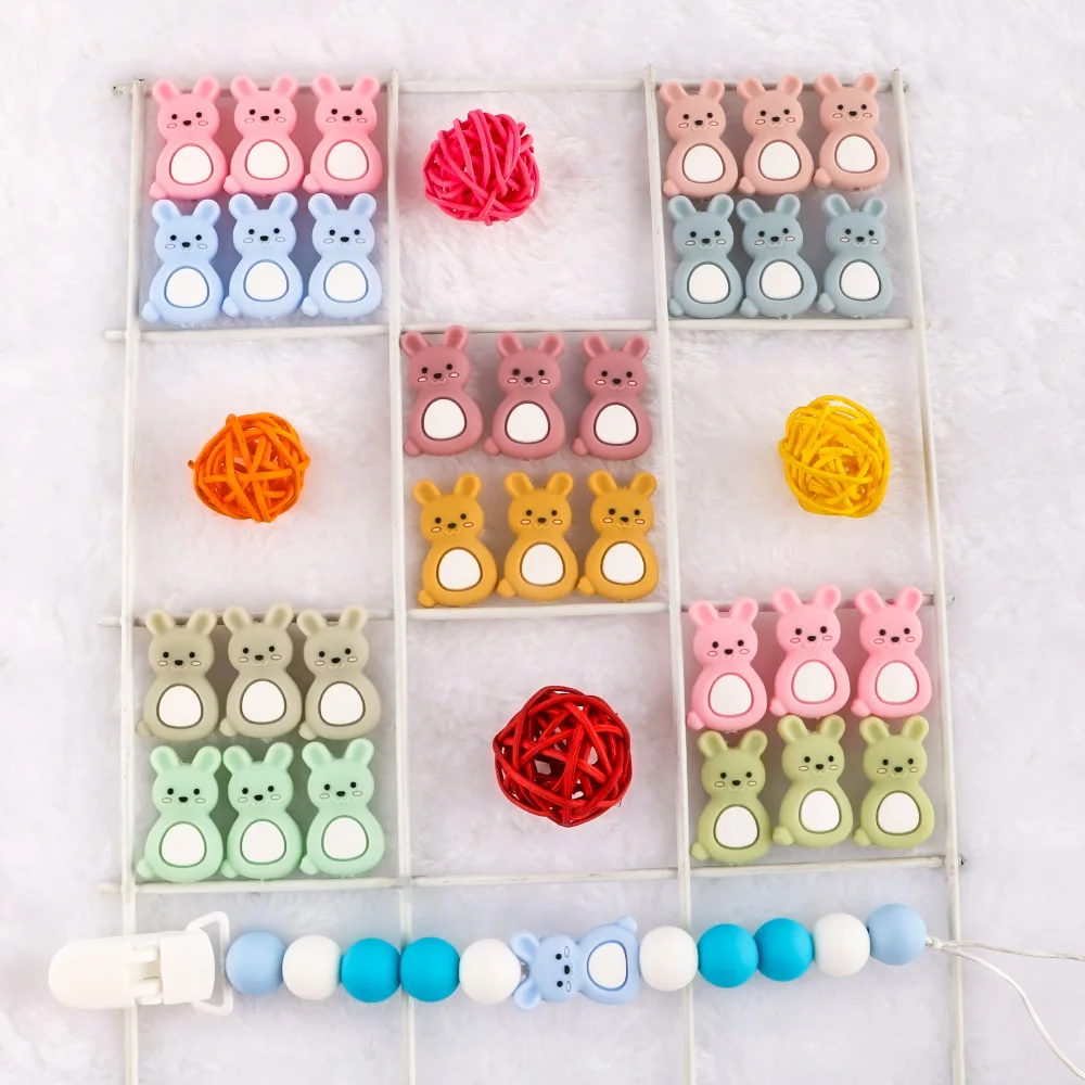 

Kovict 50/100/200Pcs Animal Rabbit Silicone Beads Food Grade Chewable Silicone DIY Jewelry Making Teething Beads Baby Teethers
