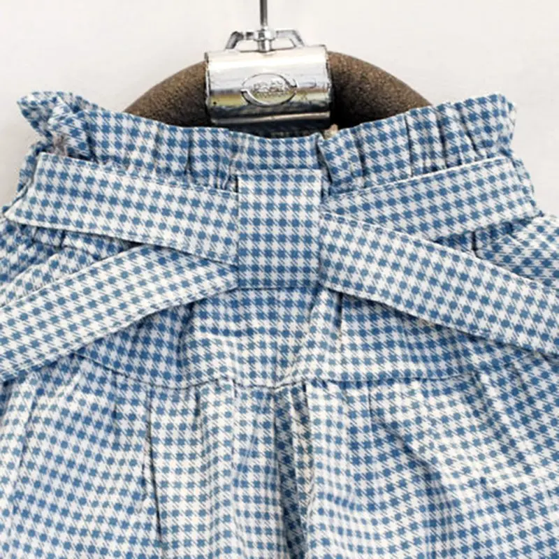 

Baby Girl Sets Children Clothing Bow T-shirt Tops+Plaids & Check Dress Pants Girls Outfit Set
