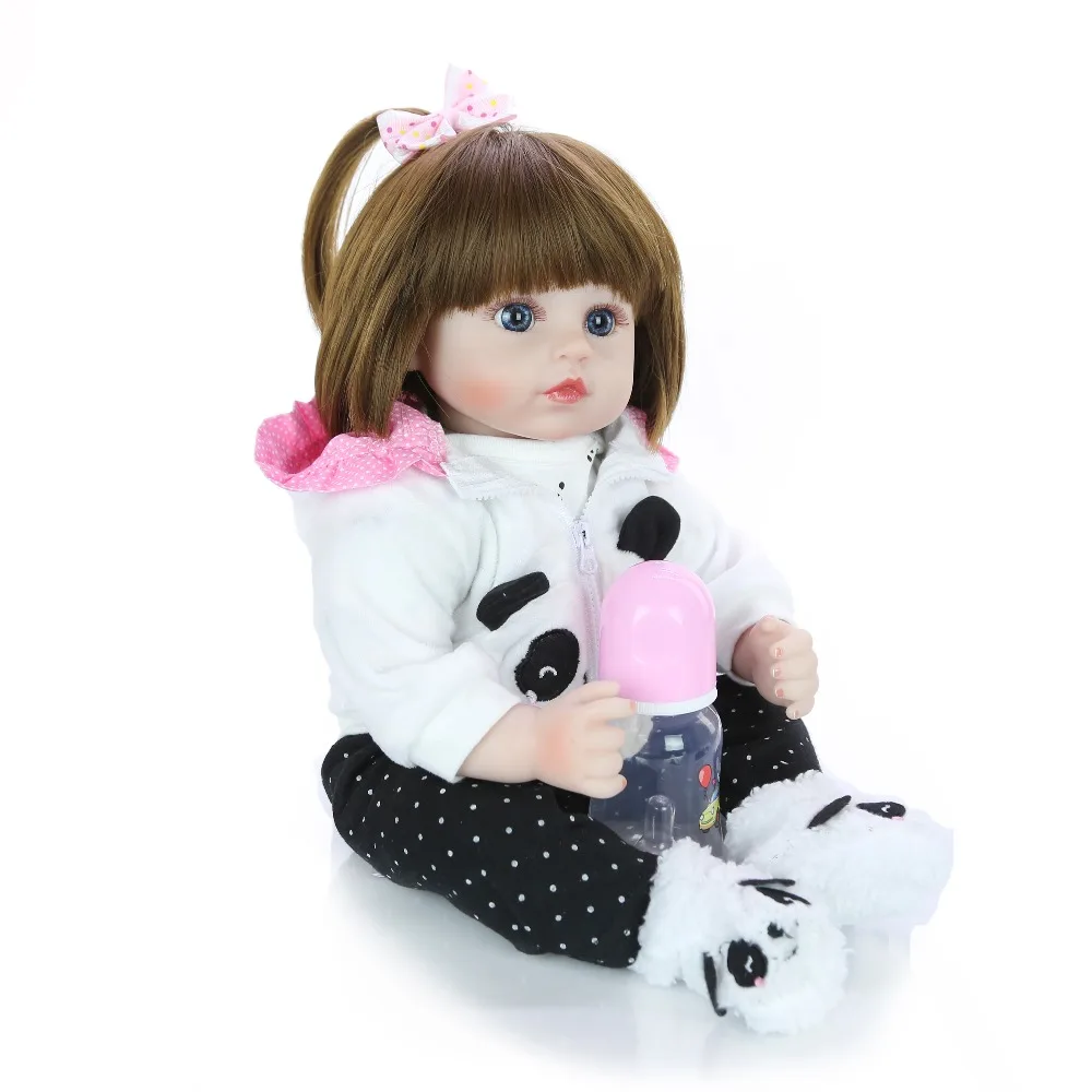 KEIUMI 18 ''новорожденный силиконовый Menina Reborn Baby Doll Милый Панда мультфильм Bebê день детей подарки с 3 шт. заколки для волос