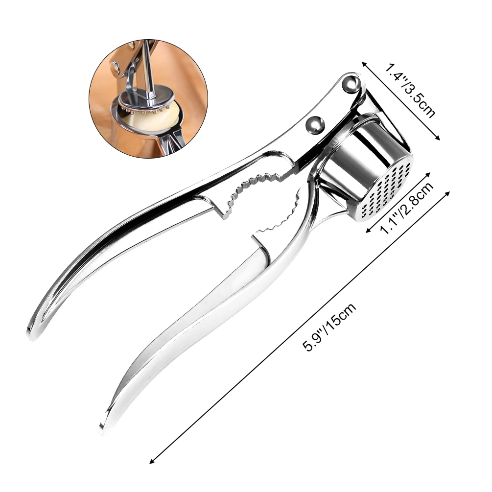 

BalleenShiny 2 in 1 Aluminum Alloy Garlic Press Multifunctional Walnut Clip and Garlic Pounder Kitchen Labor-saving Assist Tool