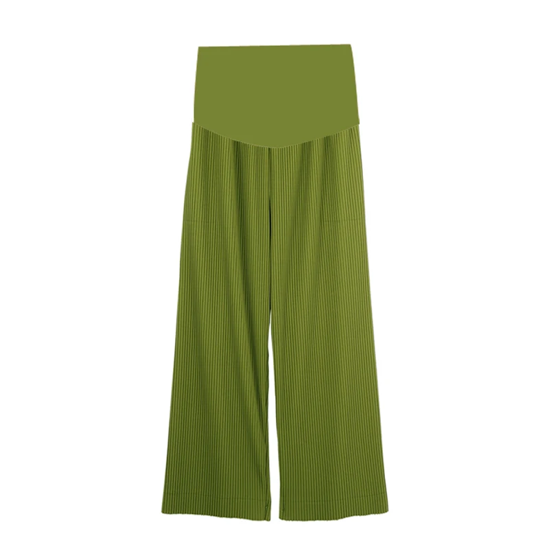 

386 Summer Thin Pleated Chiffon Maternity Pants Wide Leg Loose Straight Elastic Waist Belly Clothes for Pregnant Women Pregnancy