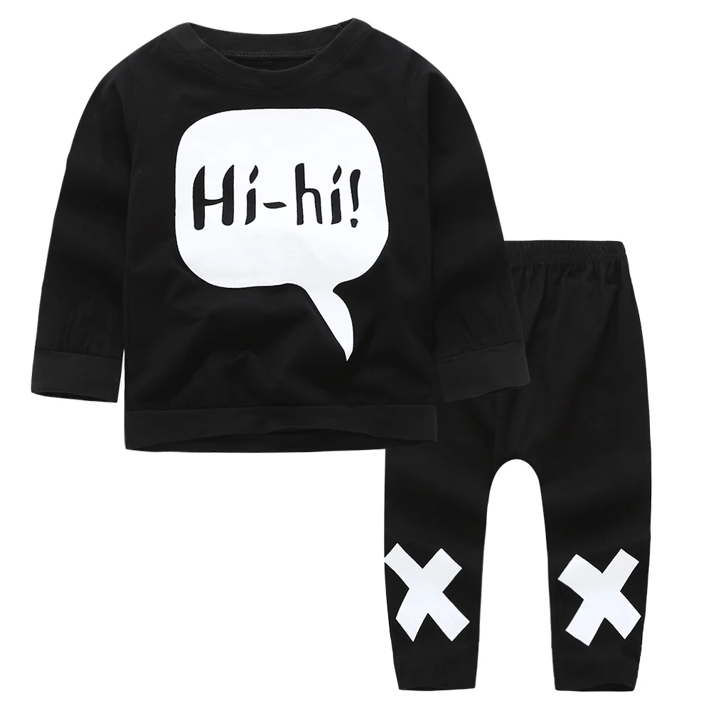 2020 Модный комплект одежды для маленьких мальчиков и девочек черная футболка с