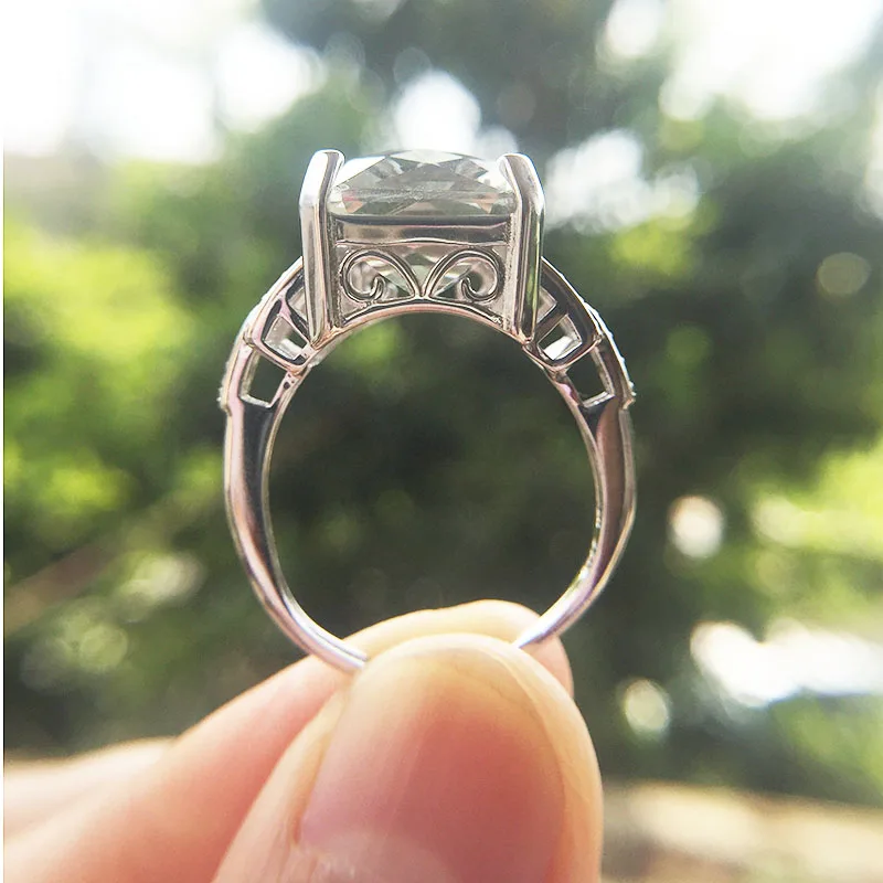 CSJ натуральный зеленый аметист кварц Регулируемые модные кольца 925 пробы серебро