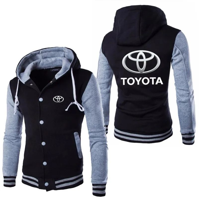 

Male Hot Sale Toyota Printed Logo Men's Wild Slim jackets Patchwork Spring Sportswear Button Coats Hoodies Toyota Sweatshirts