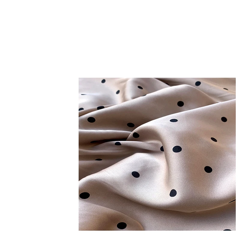

Acetate-like fabric, Lotus-colored bottom, small polka dot, slightly elastic and draping, dress clothing satin chiffon fabric