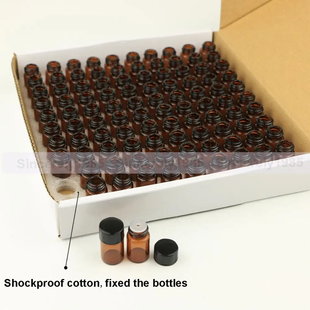 100 шт. флакон из янтарного стекла с пластиковой крышкой 1 мл 2 3 5 мл|Многоразовые