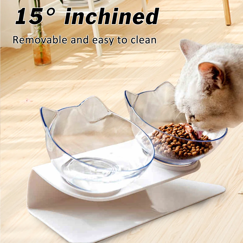 Миска для кошек Trasparent с приподнятой подставкой миска кормления двойные миски
