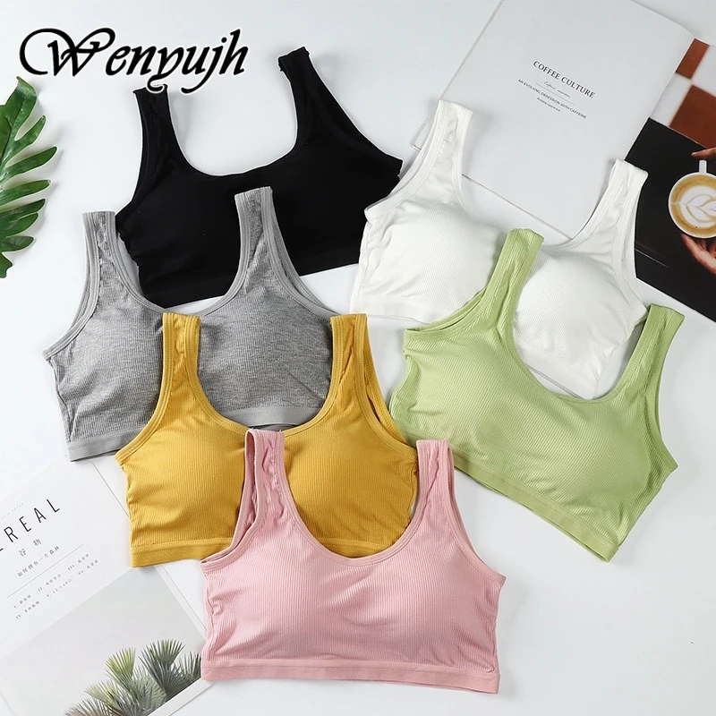 

WENYUJH Women Tank Crop Top Summer Short Top Seamless Underwear Crop Tops Sexy Lingerie Cami Top Removable Cups Padded Camisole