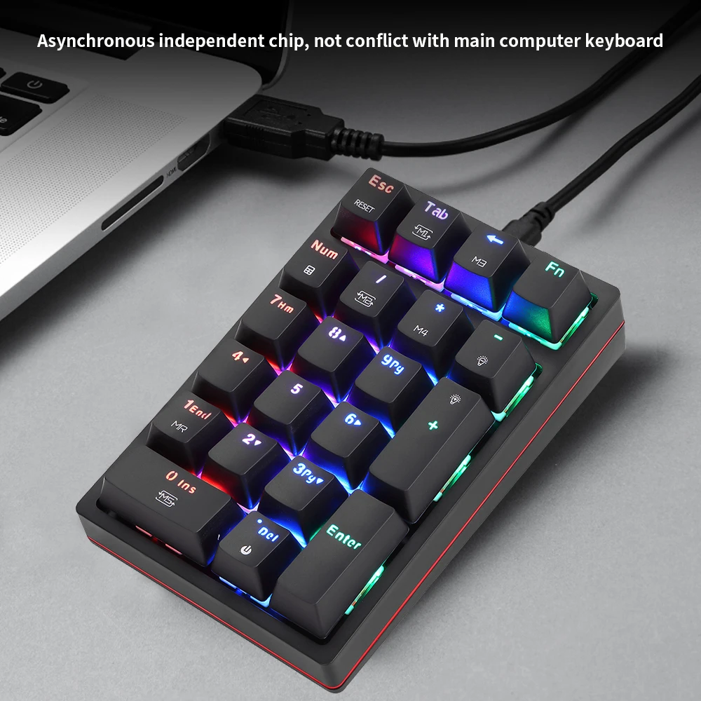 Motospeed 21 клавиша USB Проводная клавиатура OUTEMU синий/красный переключатель