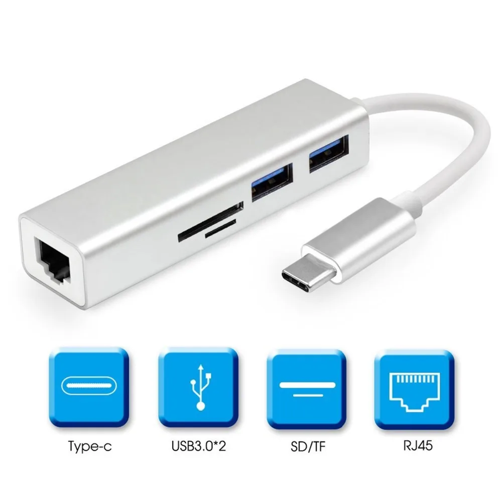 USB C концентратор тип к 3 0 кардридер SD/TF RJ45 10/100 гигабитный Ethernet сетевой адаптер