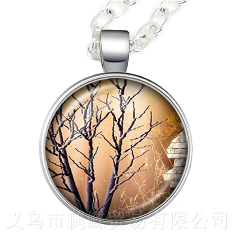 Ожерелье с изображением дерева жизни и Луны стеклянный купол рисунком ювелирные
