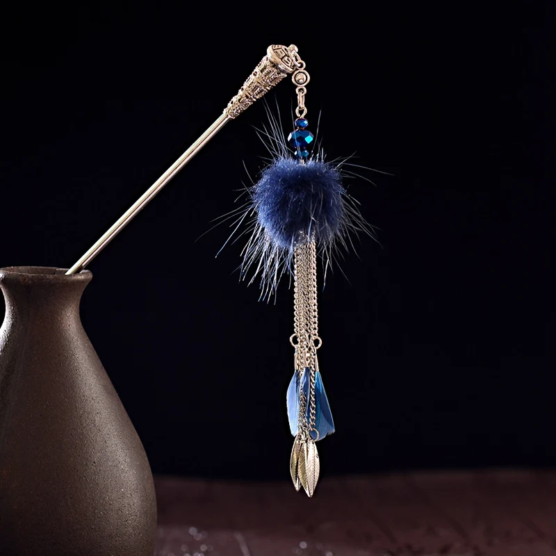 Женская винтажная шпилька для волос с перьями длинная Милая в богемном стиле