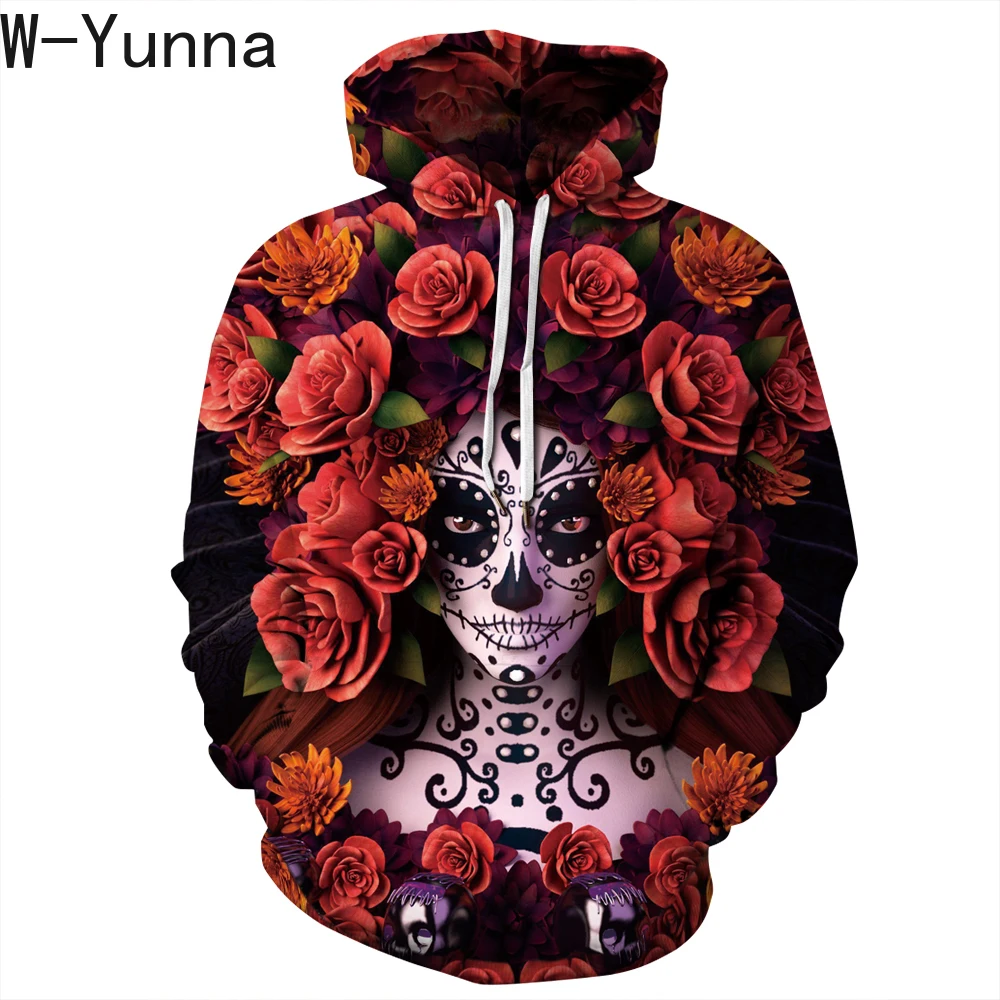 Женская/мужская толстовка с принтом W Yunna модный Свободный пуловер цветочным и