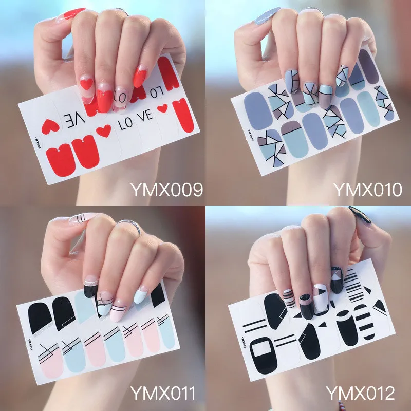1 Sheet 14Tips Nail Wraps Glitter Gradient Color Adhesive Art Sticker Waterproof Vinyls Decal Decorations | Красота и здоровье