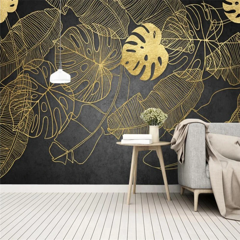 Custom Mural Wallpaper Creative Personality Gold Leaf Living Room TV Background Wall Painting | Fabric &amp Textile Wallcoverings