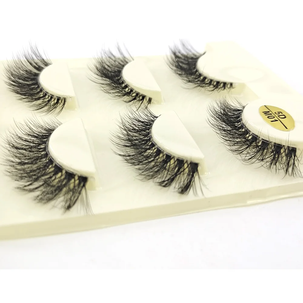 Mink Hair Eyelashes reusable Natural 3D Messy Popular False Eyelash Full Strip Extension Transparent wide stem | Красота и здоровье