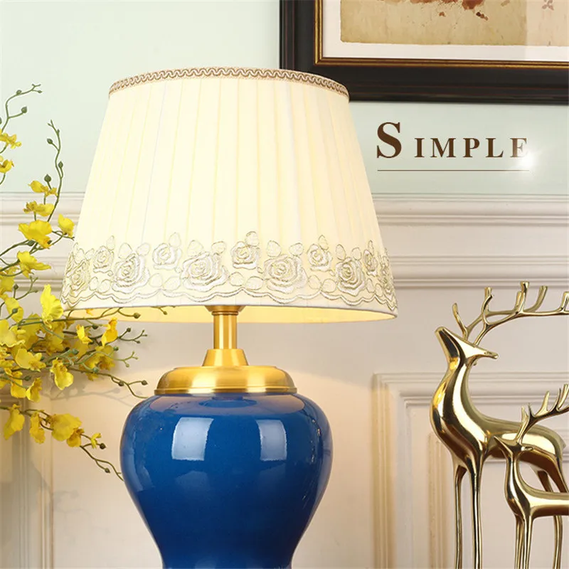 Керамическая Настольная лампа в китайском стиле для спальни гостиной фойе