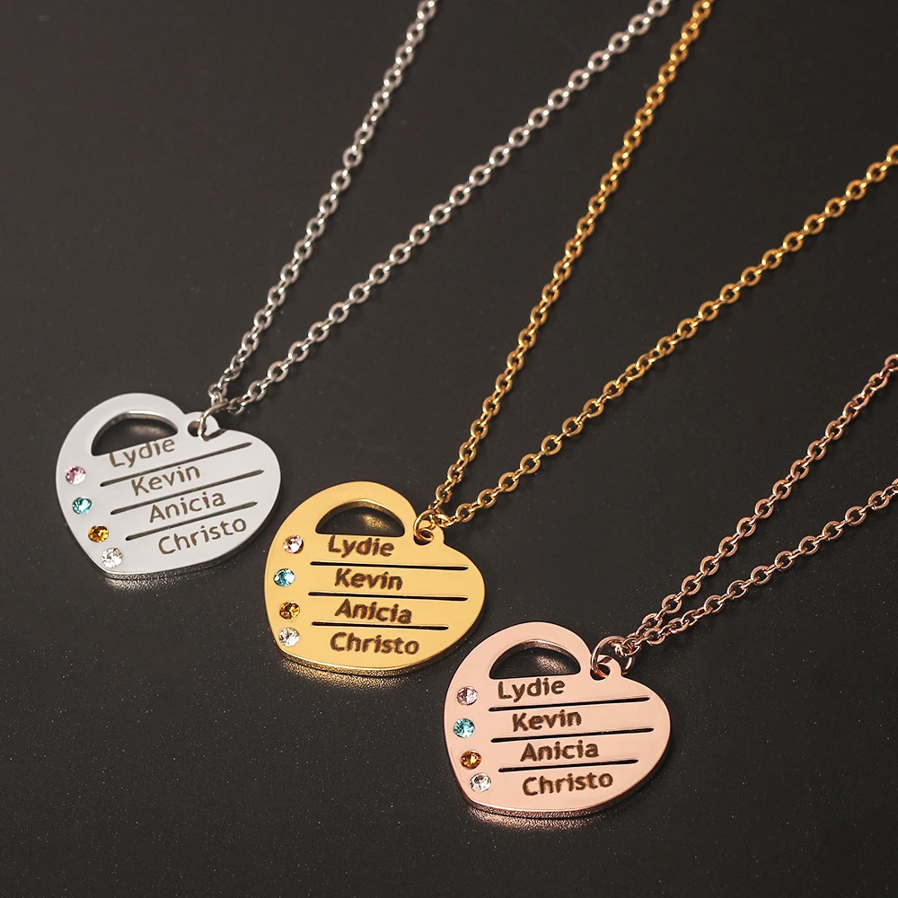 Индивидуальное ожерелье с кулоном в форме сердца может быть выгравировано 4