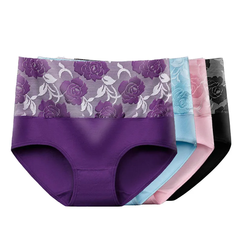 

3Pcs Abdominal Underwear Women's Panties Cotton High Waist Slimming Shapewear Female Briefs Girls Plus Size Underwear For Women