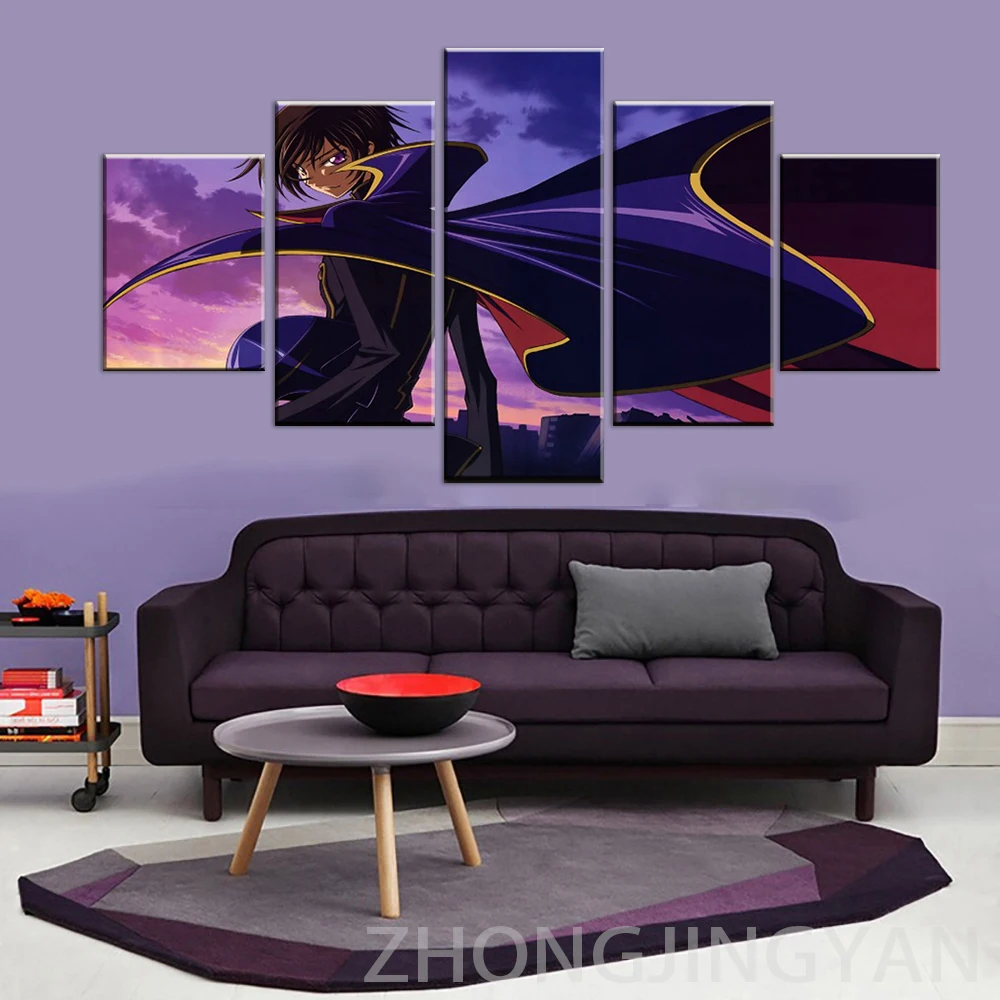 Современные картины на холсте украшение для дома 5 шт. Geass стену Hd-принты аниме