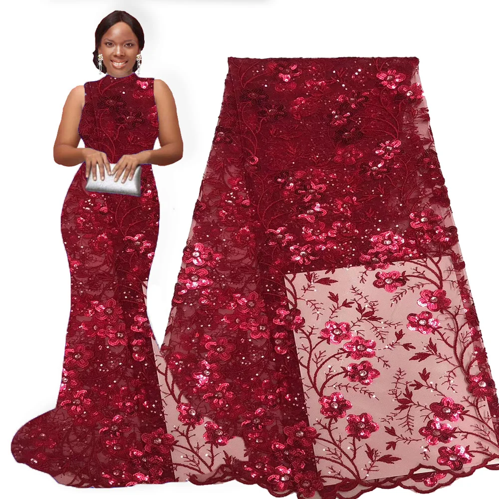 Нигерийские кружевные ткани 2020 высококачественные темно-синие с вышивкой и