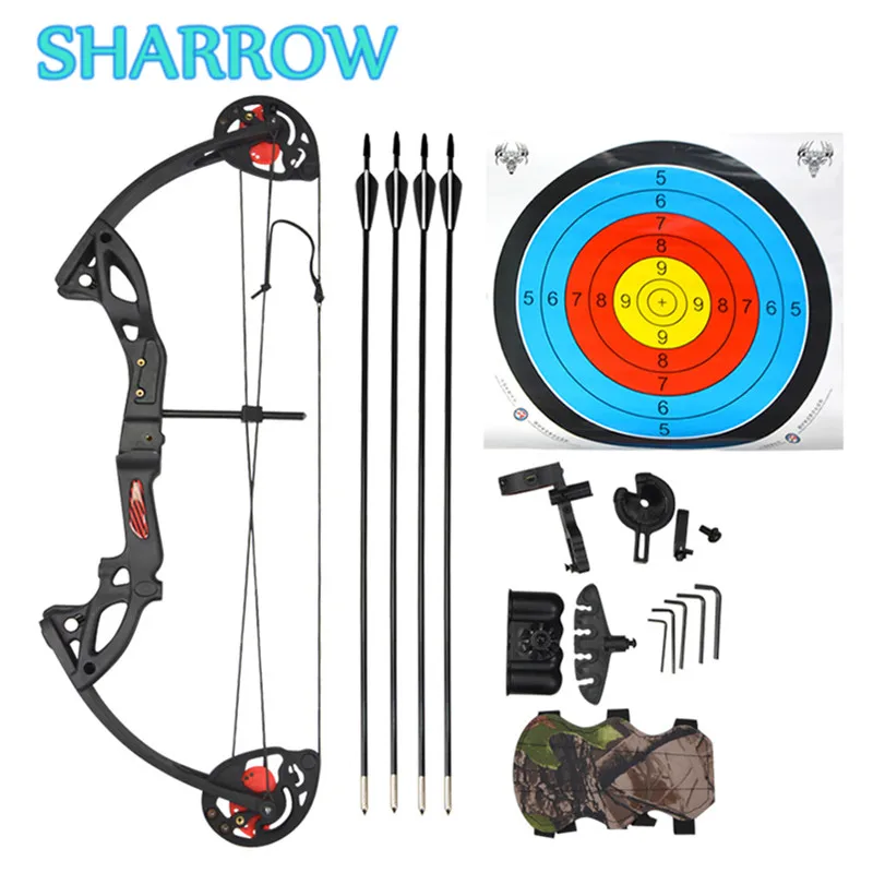 

Compound Bow Set Junior Youth Game Bow 15-29lbs Adjustable Twin Cam 260FPS for Beginner Archery Hunting Target Shooting Training