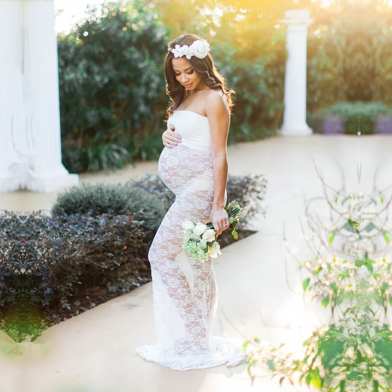 Платья для беременных с открытыми плечами Сексуальное Кружевное облегающее