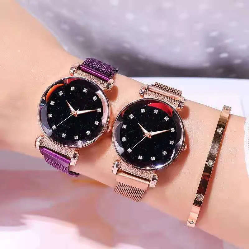 

Magnetic Starry SHS Clock Luxury Women Watches Fashion Diamond Female Quartz Wristwatches Relogio Feminino Zegarek Damski