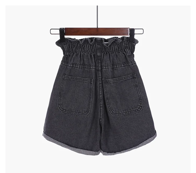 

2021 Summer High Waist Denim Shorts Women Casual Loose Ladies Fashion Roll Up Hem Elastic Waist Jeans Female plus size S-5XL