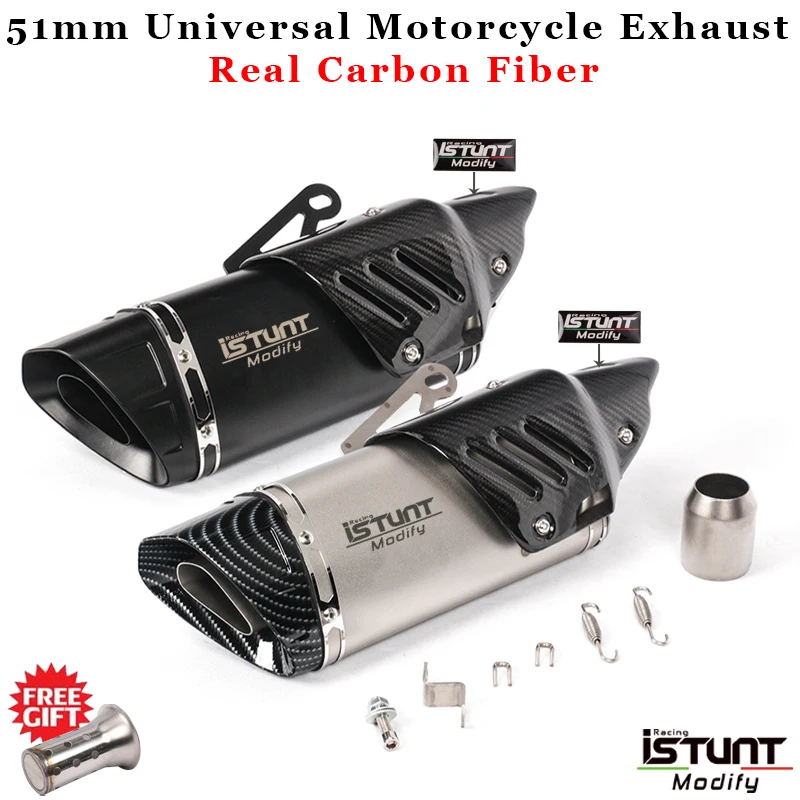 

51mm Universal motorcycle exhaust carbon fiber muffler DB killer escape moto For RSV4 R1 MT10 MT09 r3 r6 ninja400 z250 Tmax 530