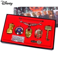 disney 6pcsset avengers cosplay weapons thor hammer necklace metal figure model collectible captain america shield collection