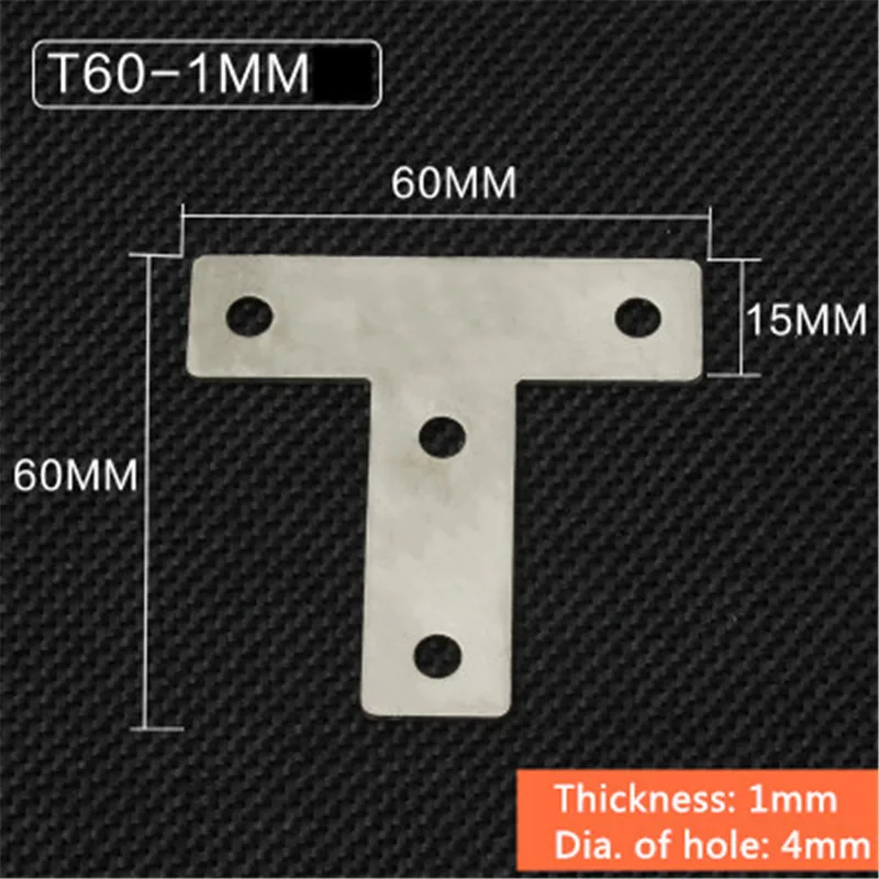 T60-1mm 5 шт./лот из нержавеющей стали Гладкий угловой кронштейн сатин L T Форма доска поддержка угловой кронштейн мебельная фурнитура разъемы - Цвет: T60-1mm