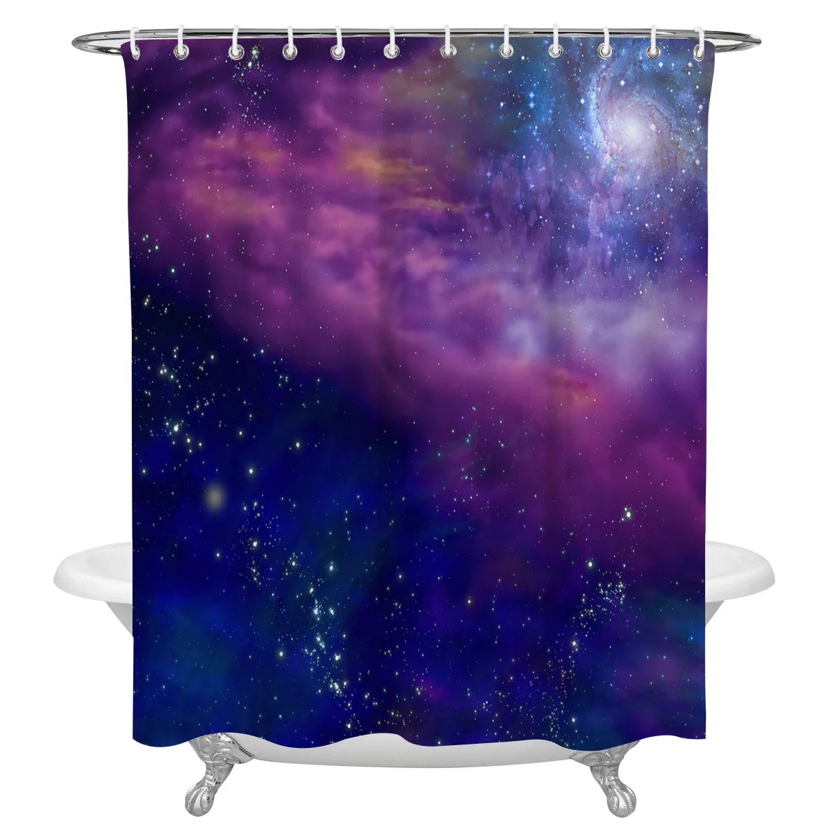 

Modern Printing Shower Curtain With Hooks Milky Way Stars Purple Bath Curtains Waterproof Polyester Bathroom Decor