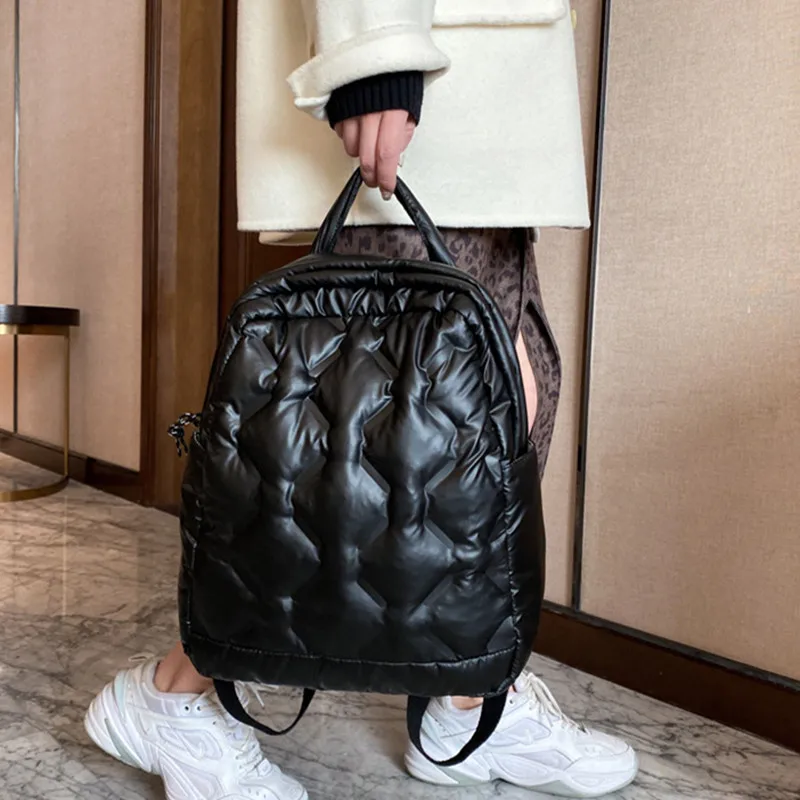 

2023 Casual Space Padded Backspack For Women Designer Waterproof Nylon School Bags For Teenager Girl Down Cotton Lady Travel Bag